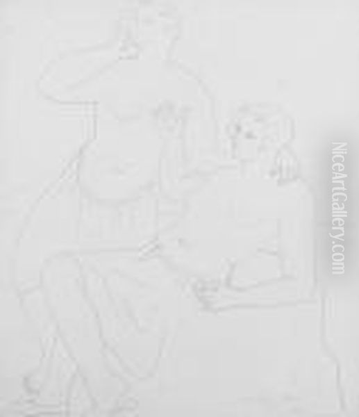 Two Female Figures Oil Painting by Christopher Wood