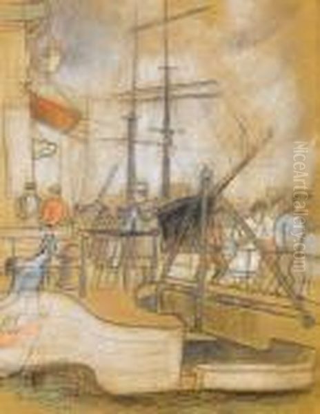 Quay At Dieppe Oil Painting by Christopher Wood