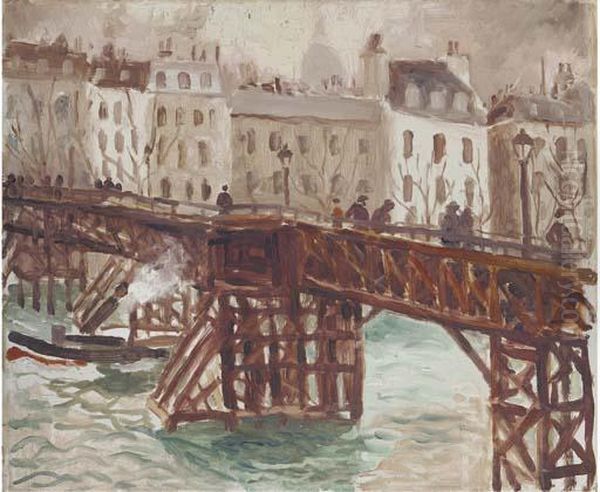 Wooden Bridge On The Seine Oil Painting by Christopher Wood