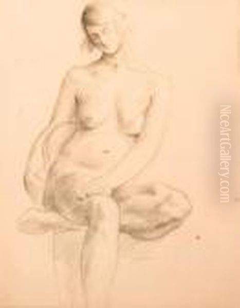 Seated Female Nude Oil Painting by Christopher Wood