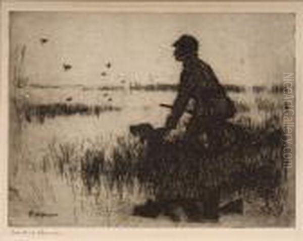 Duck Hunter Oil Painting by Frank Watson Wood