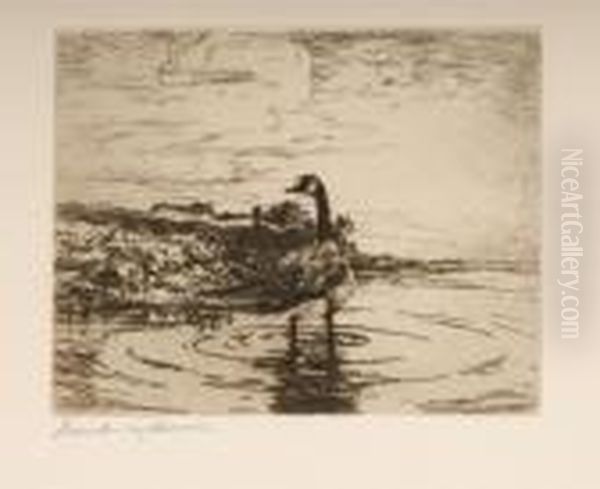 Canada Goose Oil Painting by Frank Watson Wood