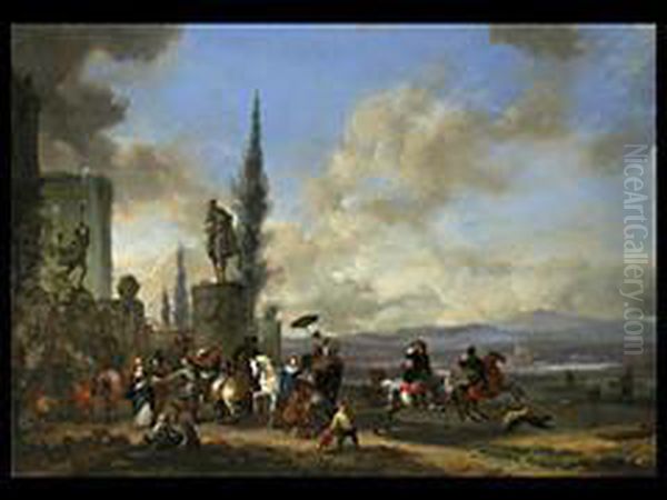 Aufbruch Zur Falkenjagd Oil Painting by Pieter Wouwermans or Wouwerman