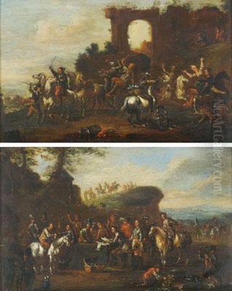 L?imboscata E La Trattativa Per
La Resa Oil Painting by Pieter Wouwermans or Wouwerman
