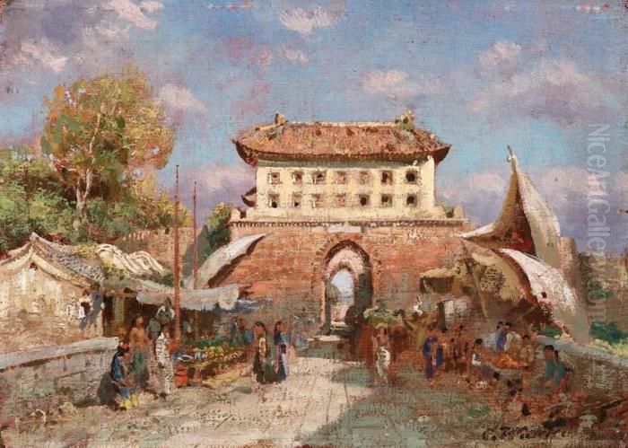 Veduta Di Pechino Oil Painting by Carl Wuttke