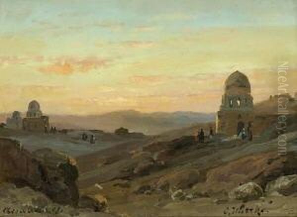 Morgen In Der Wuste Bei
 Assuan. Oil Painting by Carl Wuttke