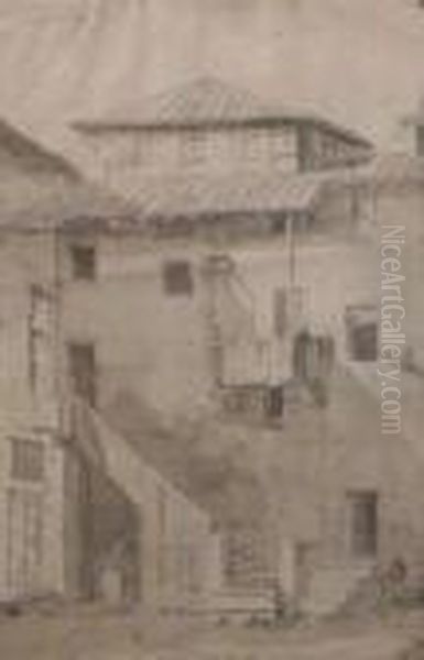 Interieur De Cour Anime Oil Painting by Thomas Wyck