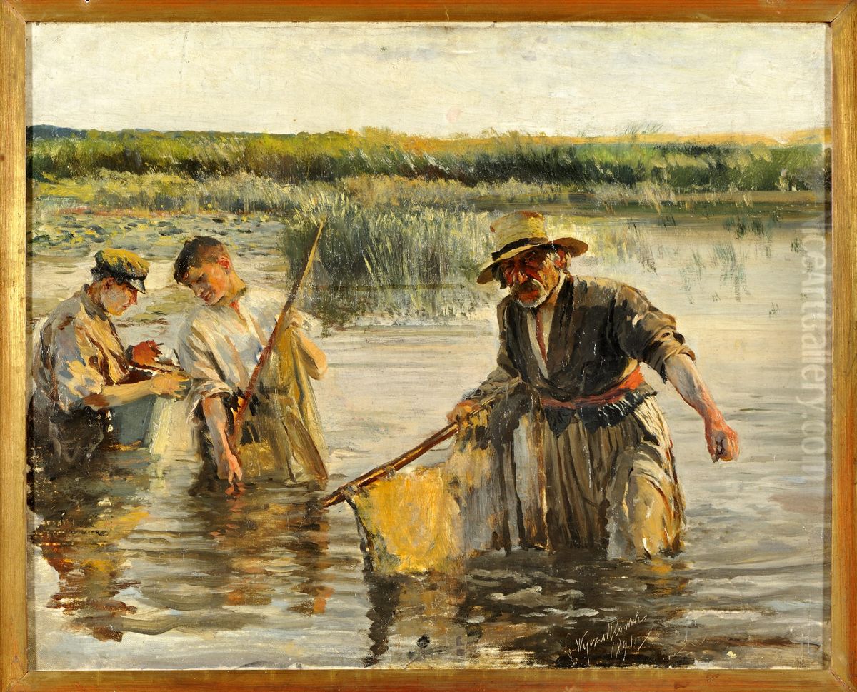 Fishermen Oil Painting by Leon Wyczolkowski