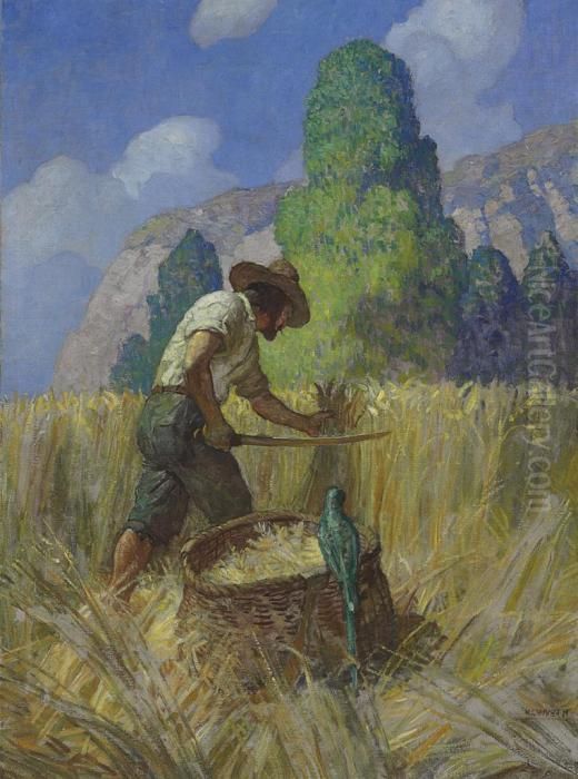 I Reaped It My Way, For I Cut 
Nothing Off But The Ears, And Carried It Away In A Great Basket Which I 
Had Made Oil Painting by Newell Convers Wyeth