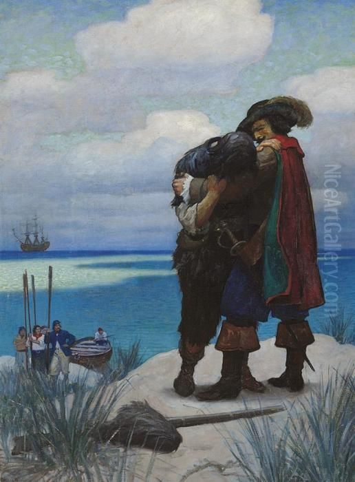 At First, For Some Time, I Was 
Not Able To Answer Him One Word; But As He Had Taken Me In His Arms, I 
Held Fast By Him, Or I Should Have Fallen To The Ground Oil Painting by Newell Convers Wyeth