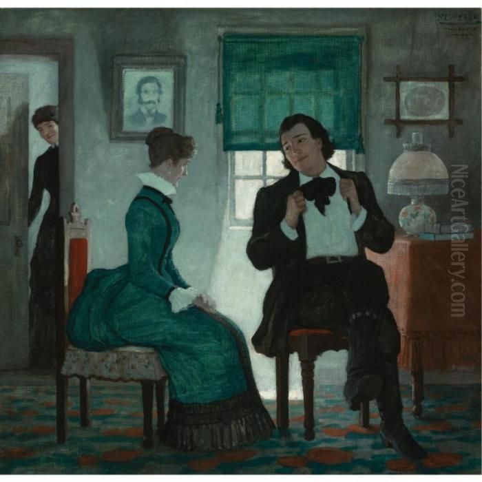 Yancey's Ardent Eyes Took On Their Most Melting Look Oil Painting by Newell Convers Wyeth