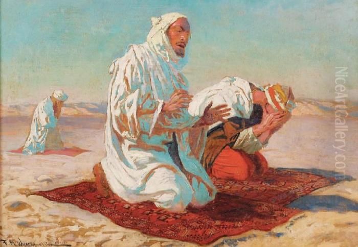 Modlitwa Arabow Oil Painting by Feliks M. Wygrzywalski