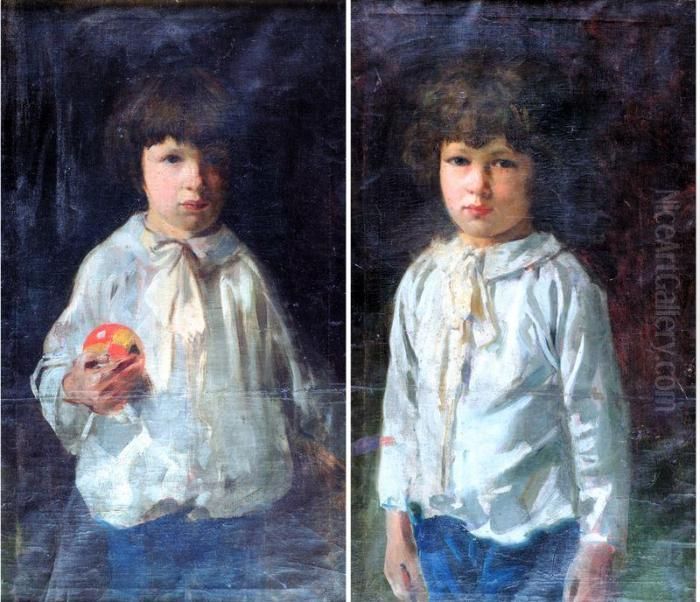 Portrety Synow Oil Painting by Feliks M. Wygrzywalski