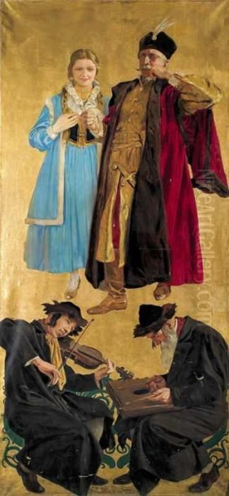 Polonez Oil Painting by Feliks M. Wygrzywalski