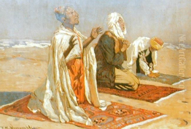 Modlitwa Arabow Oil Painting by Feliks M. Wygrzywalski