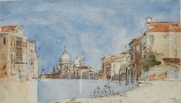 Vue Du Grand Canal A Venise, 
L'eglise Santa Maria De La Salute Et La Pointe De La Dogana A 
L'arriere-plan Oil Painting by William Wyld