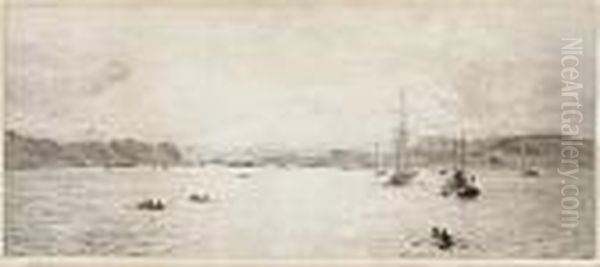 Yachts And Other Craft On The 
West Coast; Arthur's Seat Edinburgh; Coastal View With Children Playing 
On The Beach Oil Painting by William Lionel Wyllie