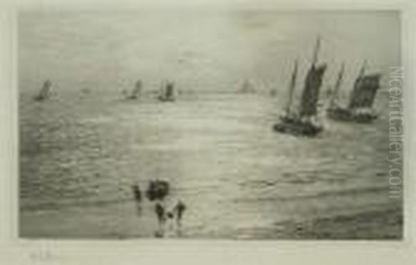 Yachts In The Bay Of St. Michael Oil Painting by William Lionel Wyllie