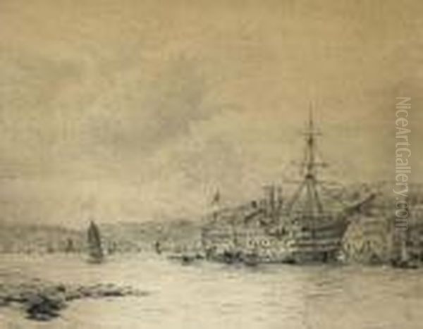 H.m.s. 
Britannia Oil Painting by William Lionel Wyllie