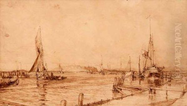 Shipping Off The South Coast Oil Painting by William Lionel Wyllie