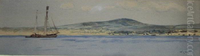 Coastal Scene With A Sailing Vessel Oil Painting by William Lionel Wyllie