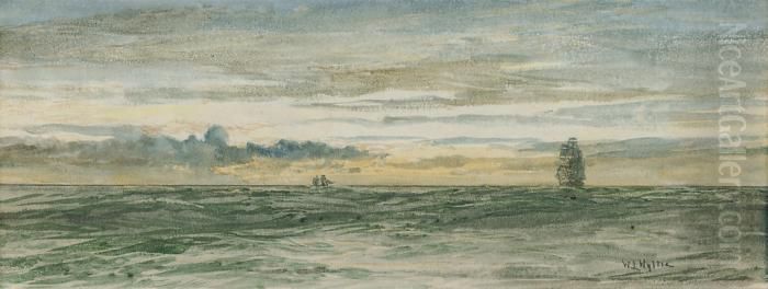 Sunset On The Rolling Seas Oil Painting by William Lionel Wyllie