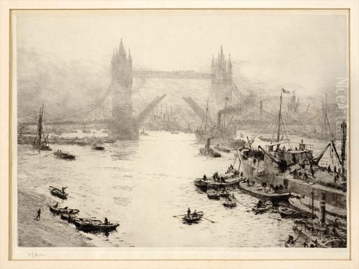 The Pool Of London And Tower Bridge Oil Painting by William Lionel Wyllie