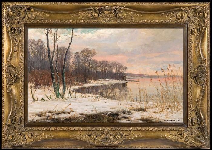 Winter Dawn Oil Painting by Michael Gorstkin Wywiorski