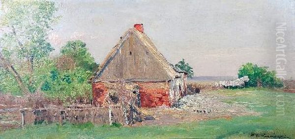 Zagroda Rybacka Oil Painting by Michael Gorstkin Wywiorski