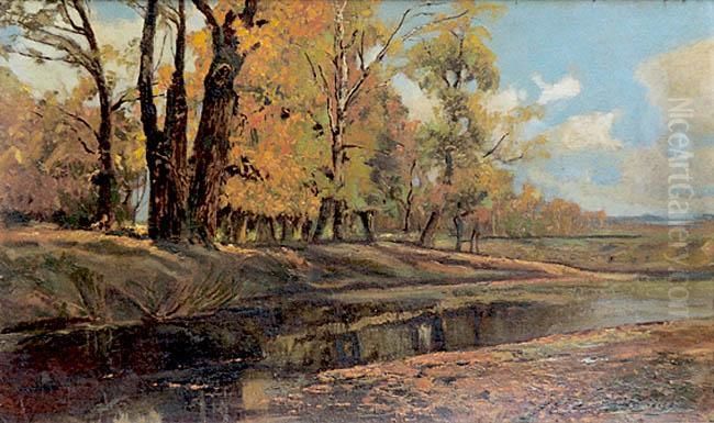 Staw W Parku Oil Painting by Michael Gorstkin Wywiorski