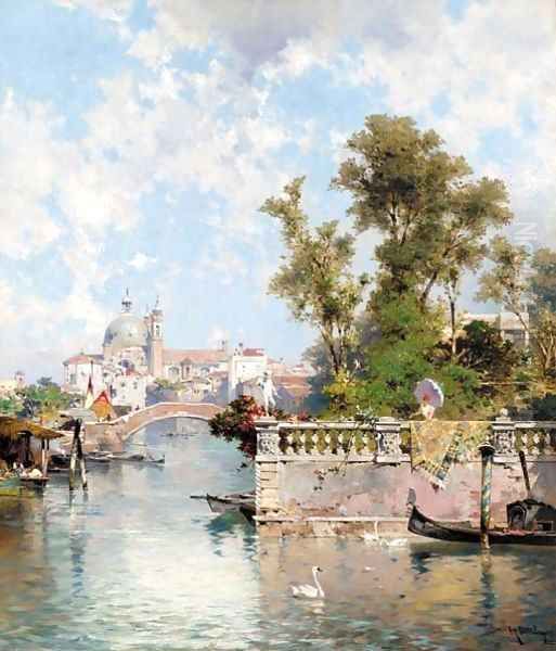 The Rio Ognissanti and the church of the Gesuiti, Venice Oil Painting by Franz Richard Unterberger