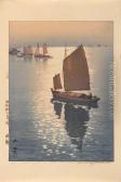 Three Woodcuts 
Shirahama Oil Painting by Hiroshi Yoshida