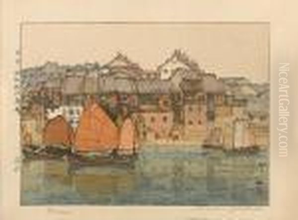 Four Woodcuts 
Sankojima/sanko Island Oil Painting by Hiroshi Yoshida