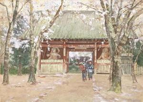 Temple Gate Oil Painting by Hiroshi Yoshida
