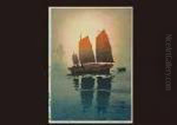 Morning Scene Oil Painting by Hiroshi Yoshida