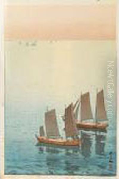 Glittering Sea Oil Painting by Hiroshi Yoshida