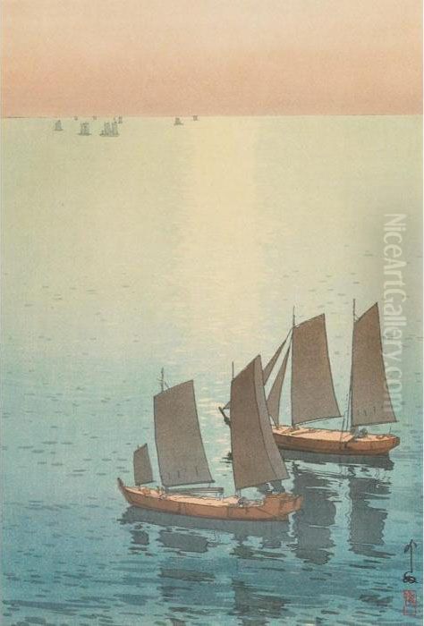 Glittering Sea Oil Painting by Hiroshi Yoshida
