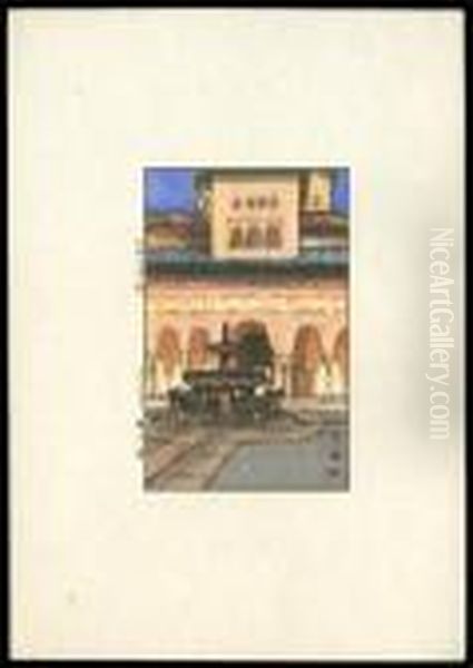 Court Of Lions, Alhambra Oil Painting by Hiroshi Yoshida