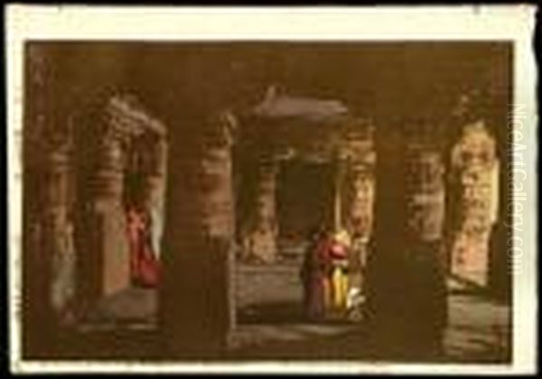 No. 3 Cave Temple In Ellora Oil Painting by Hiroshi Yoshida