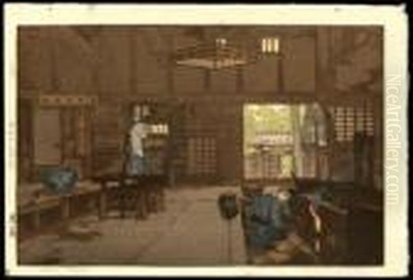 Farm House Oil Painting by Hiroshi Yoshida