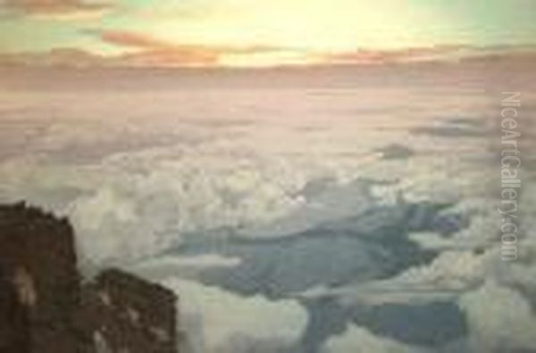 Fujiyama, Early Morning Oil Painting by Hiroshi Yoshida