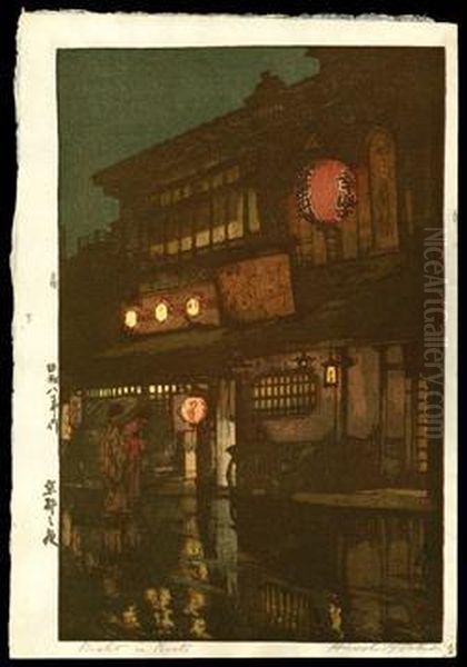 Night In Kyoto Oil Painting by Hiroshi Yoshida