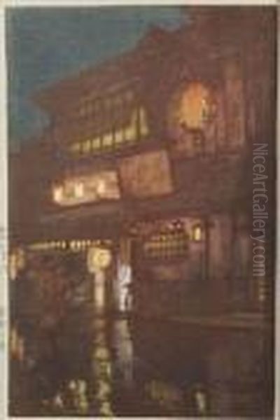 Night In Kyoto Oil Painting by Hiroshi Yoshida