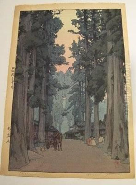 Cryptomeria Avenue Oil Painting by Hiroshi Yoshida