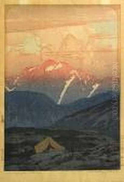 Tsurugizan- Morning Oil Painting by Hiroshi Yoshida