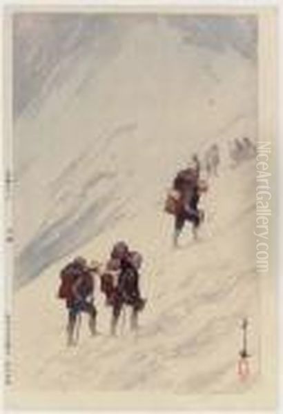 Harinoki Sekkei (snow Valley At 
Harinoki), From The Series Nihon Arupusu Junidai No Uchi (twelve 
Subjects Of The Japan Alps),
Washudake No Yaei (camping At Mount Washu), From The Same Series Oil Painting by Hiroshi Yoshida