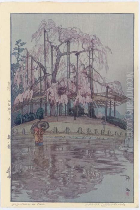 Harusame/yozakura In Rain Oil Painting by Hiroshi Yoshida