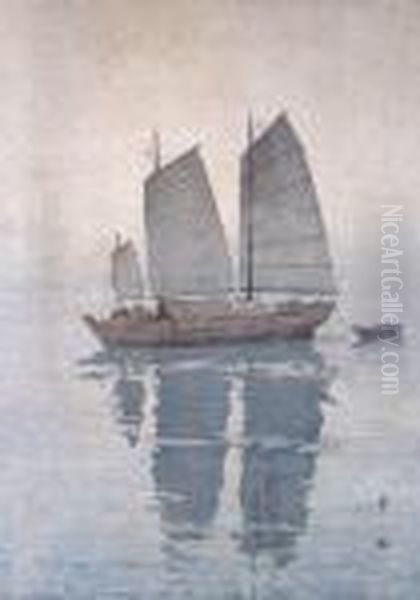 Sailing Boats Oil Painting by Hiroshi Yoshida
