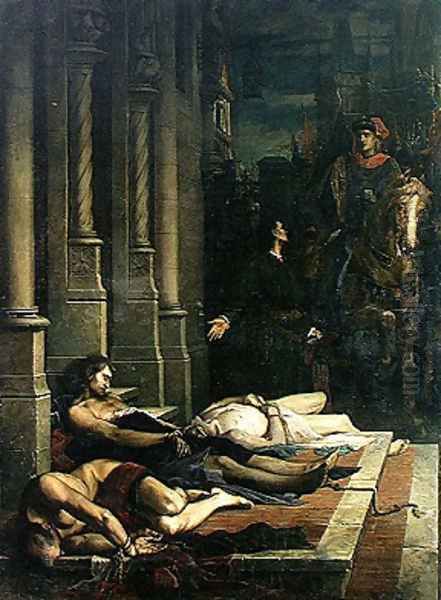 The Body of Etienne Marcel c.1316-58 is Shown to Dauphin Charles 1338-80 of France, future Charles V, 2nd August 135 Oil Painting by Benjamin Ulmann