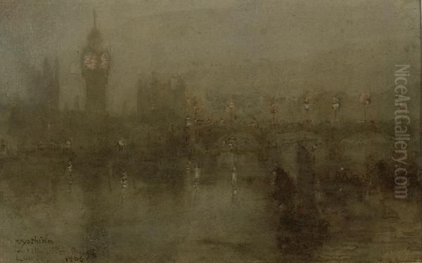 Dated 1906 Oil Painting by Hiroshi Yoshida